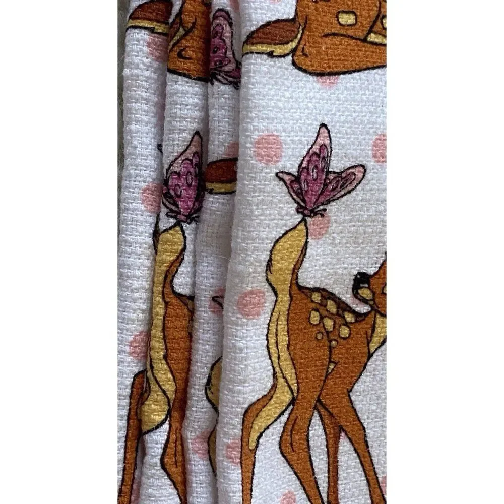 Set Of 2 Disney Bambi And Butterflies Kitchen Towels 18” X 28” Cotton NEW‎